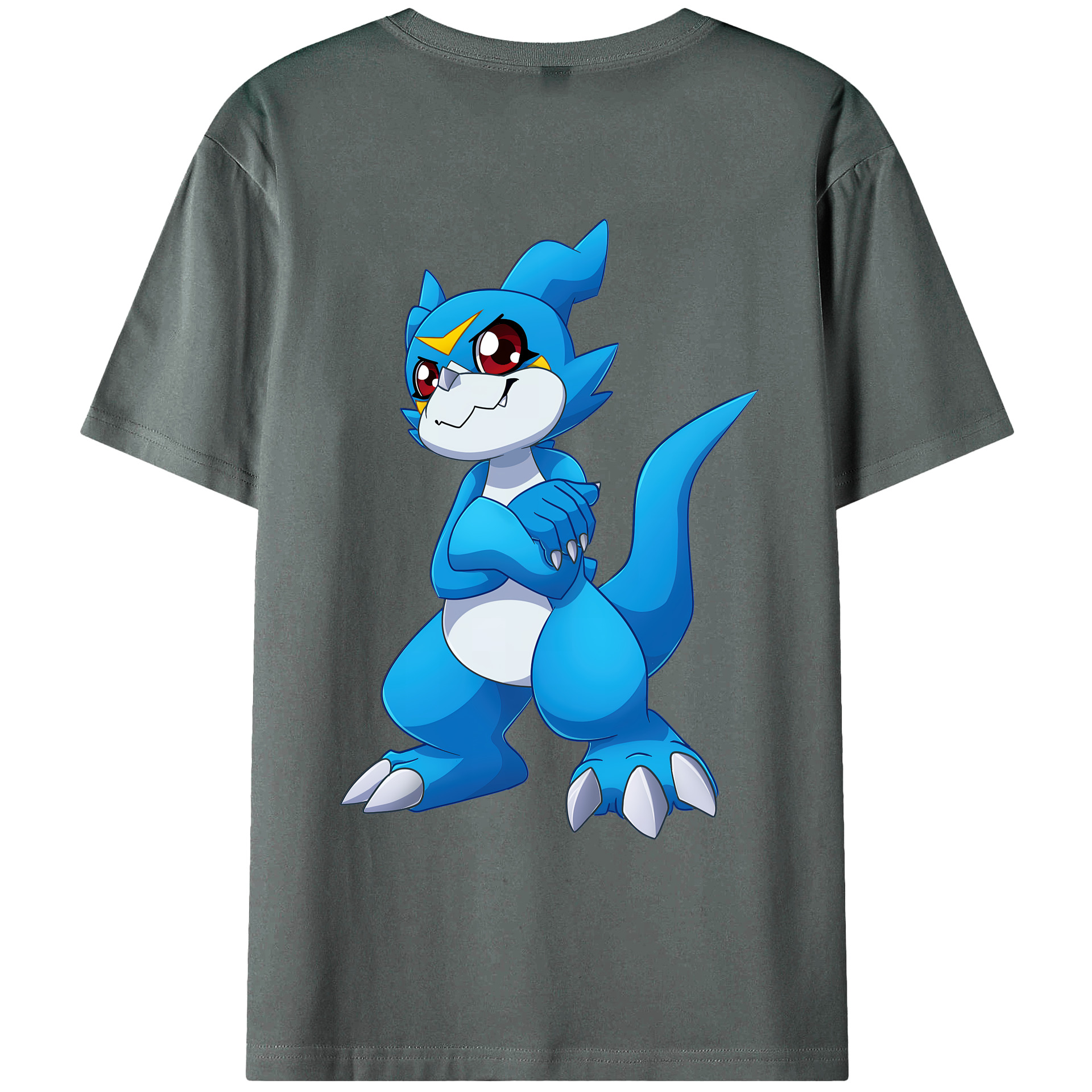 （画像用） Digimon デジタルモンスター/デジモン 綿100％ メンズ半袖Tシャツ（バックプリント） 通気性